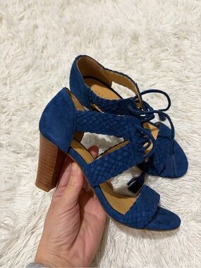 Sezane Suede Sandal - Size 36 US 6 - blue